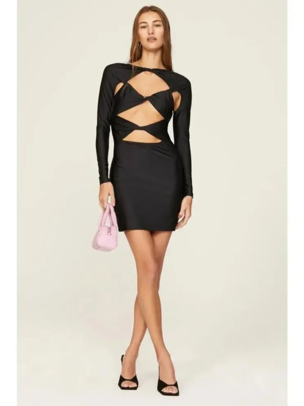 COPERNI Black Cutout Twist Jersey Dress Iconic Long Sleeve Sultry stretch Mini L
